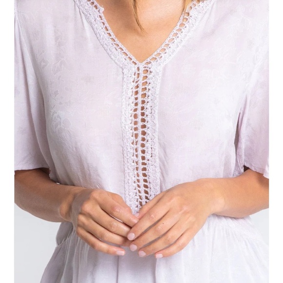 Lovestitch Lattice Trim Top Pale Pink Crotchet Peplum Blouse M - Picture 2 of 9